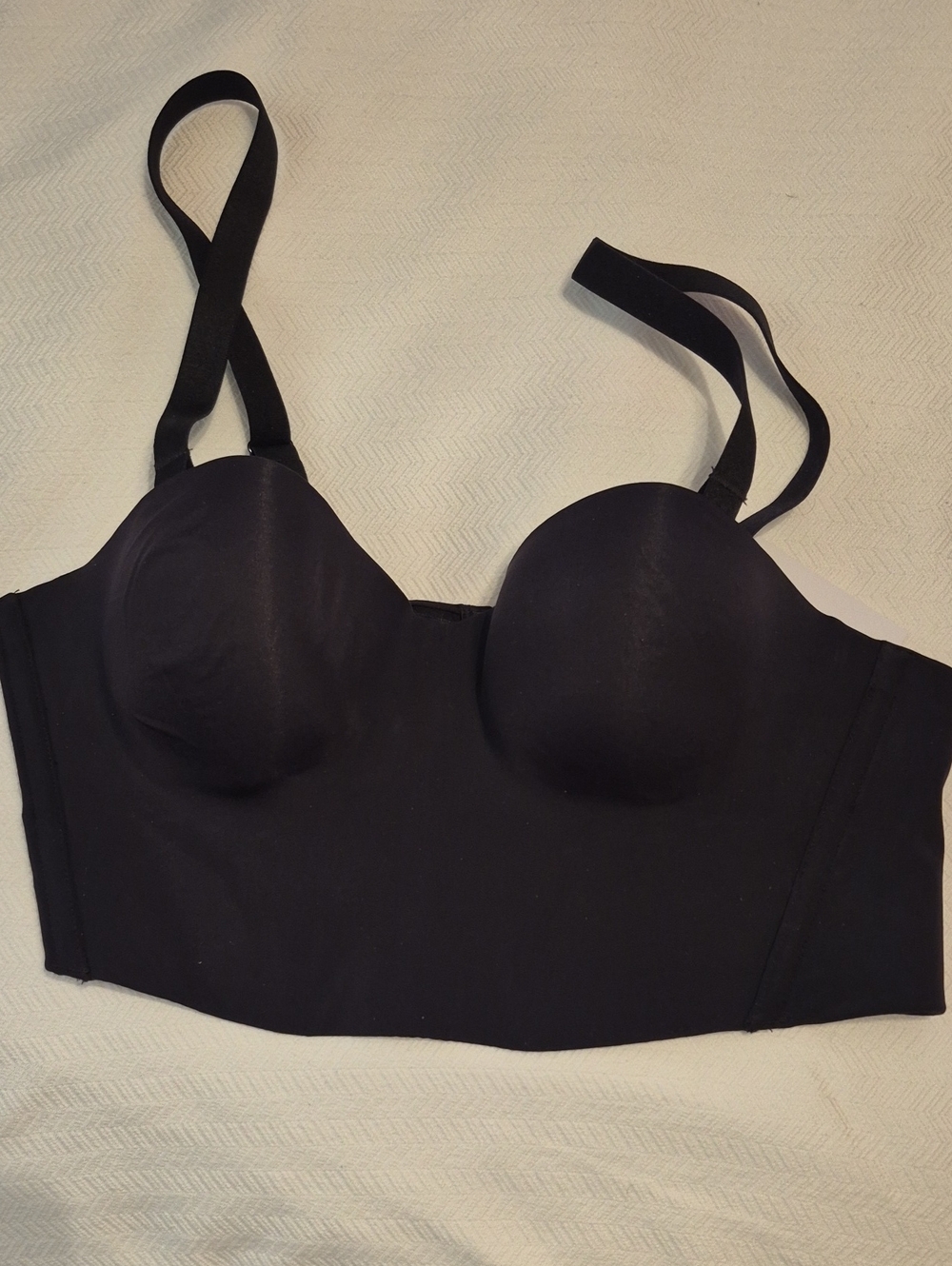 Strapless Longline Bra Top in Black